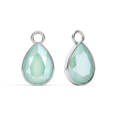 Statement Teardrop Mix Charms with Swarovski Crystal Mint Green Rhodium Plated