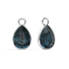 Statement Teardrop Mix Charms with Swarovski Denim Blue Rhodium Plated