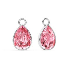 Statement Teardrop Mix Charms with Swarovski Light Rose Rhodium Plated