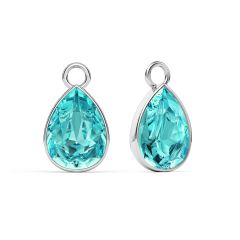 Statement Teardrop Mix Charms with Swarovski Light Turquoise Rhodium Plated