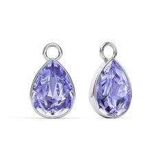 Statement Teardrop Mix Charms with Swarovski Provence Lavender Rhodium Plated