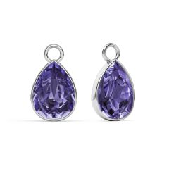 Statement Teardrop Mix Charms with Tanzanite Crystals Rhodium Plated