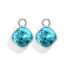 Cushion Mix Charms with Swarovski Light Turquoise Rhodium Plated