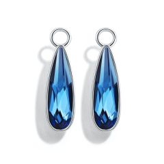 Statement Raindrop Mix Charms with Swarovski Denim Blue Rhodium Plated