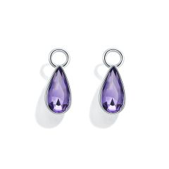 Raindrop Mix Charms with Swarovski Tanzanite Rhodium Plated