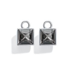 Square Mix Charms with Swarovski Black Diamond Rhodium Plated