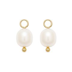 Oval Freshwater Pearl Drop Mix Charm Gold plated