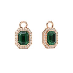 Octagon Halo Mix Charms Emerald Crystals Rose Gold Plated