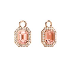 Octagon Halo Mix Charms Rose Peach Crystals Rose Gold Plated