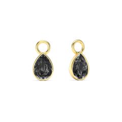 Petite Teardrop Mix Charms with Silver Night Crystals Gold Plated