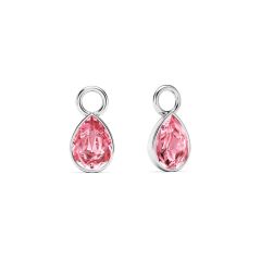 Petite Teardrop Mix Charms with Light Rose Crystals Rhodium Plated