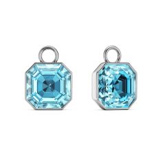 Asscher Mix Charms with Aquamarine Crystals Rhodium Plated