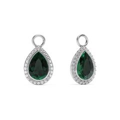 Teardrop Halo Mix Charms Emerald Crystals Rhodium Plated