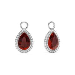 Teardrop Halo Mix Charms Ruby Crystals Rhodium Plated