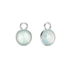 Round Rose Cut Amazonite Mix Charms Rhodium Plated