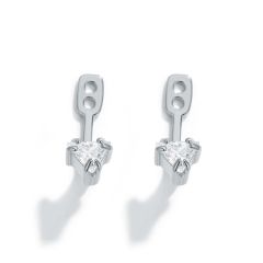 Triangle CZ Ear Jacket in Sterling Silver Rhodium Plated