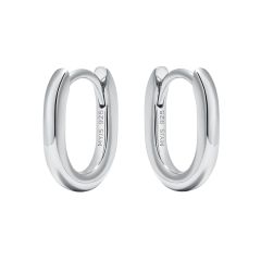 Minimal Long Mix Hoop Carrier Earrings in Sterling Silver Rhodium Plated