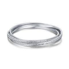 Trinity Interlocking Eternity Bangles Rhodium Plated