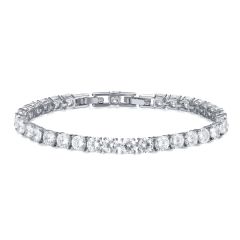 Jazz Tennis Bracelet with 5mm Cubic Zirconia Rhodium Plated Bridal