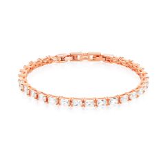 Jazz Tennis Bracelet with Baguette Cut Cubic Zirconia Rose Gold Plated Bridal