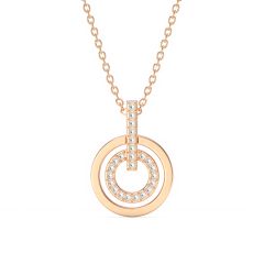 Circle Double Necklace Clear Crystal Rose Gold Plated