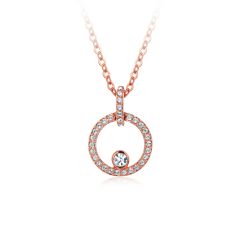 Halo Creativity Circle necklace with Swarovski Crystals Rose Gold GP MYJS Bridal