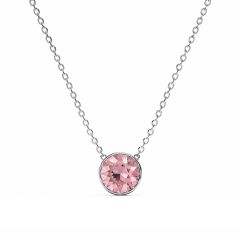 Bella 4 Carat Necklace Light Rose Crystal Rhodium Plated