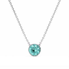 Bella Round 4 carat Necklace Light Turquoise Crystals Rhodium Plated