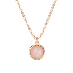 Round Rose Cut Rose Quartz Pendant Rose Gold Plated