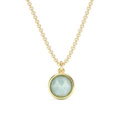 Round Rose Cut Green Aventurine Pendant Gold Plated