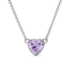 Heart Necklace Violet Crystals Rhodium Plated