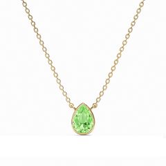 Teardrop Necklace Peridot Crystals Gold Plated