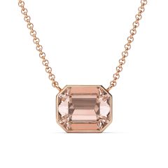 Octagon Necklace Vintage Rose Crystals Rose Gold Plated