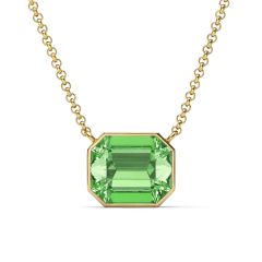 Octagon Necklace Peridot Crystals Gold Plated