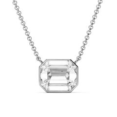 Octagon Necklace Clear Crystals Rhodium Plated