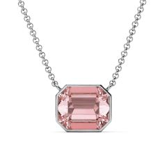 Octagon Necklace Light Rose Crystals Rhodium Plated