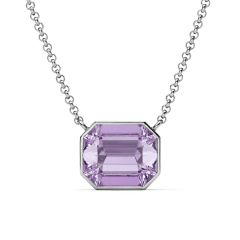 Octagon Necklace Violet Crystals Rhodium Plated