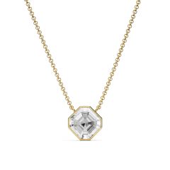 Asscher Necklace Clear Crystals Gold Plated