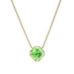 Asscher Necklace Peridot Crystals Gold Plated