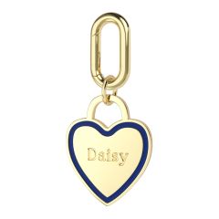 Personalised Enamel Heart Brass Pet Name Tag