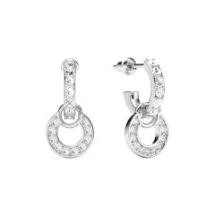 Circle Petite Drop Earrings Clear Crystal Rhodium Plated