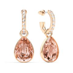 Statement Teardrop Vintage Rose Crystals Drop Earrings Rose Gold Plated