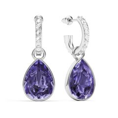 Statement Teardrop Tanzanite Crystals Drop Earrings Rhodium Plated