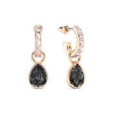 Petite Teardrop Crystal Silver Night Crystals Drop Earrings Rose Gold Plated