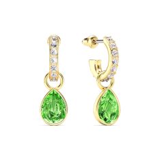 Petite Teardrop Peridot Crystals Drop Earrings Gold Plated