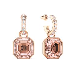 Asscher Vintage Rose Crystals Drop Earrings Rose Gold Plated