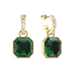 Asscher Emerald Crystals Drop Earrings Gold Plated