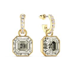 Asscher Crystal Silver Shade Crystals Drop Earrings Gold Plated