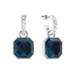 Asscher Montana Crystals Drop Earrings Rhodium Plated